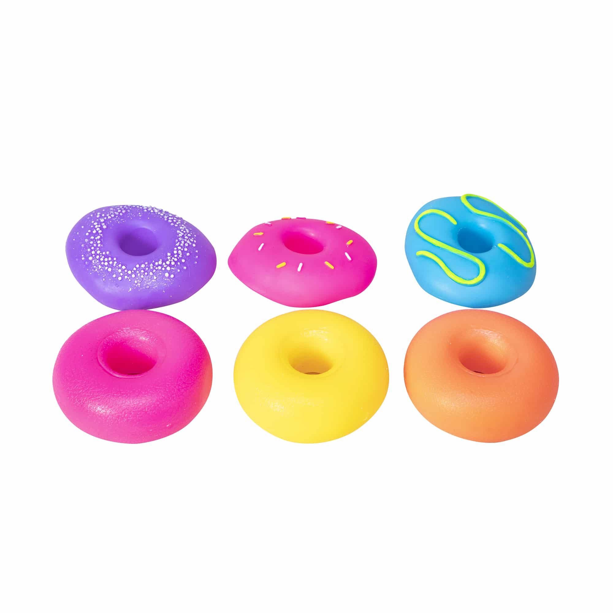 NeeDoh Dohnuts V7 Group - Pink and Purple, Yellow and Pink, Orange and Blue with Removable Frosting Pieces