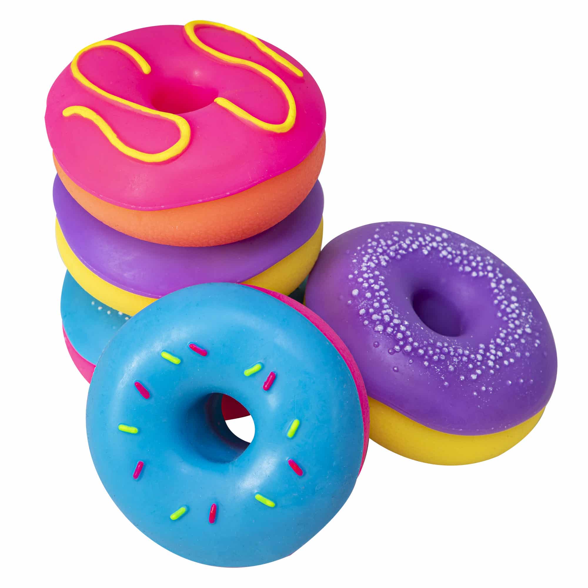 NeeDoh Dohnuts V7 Stack and Group - Pink, Purple, and Blue frosted
