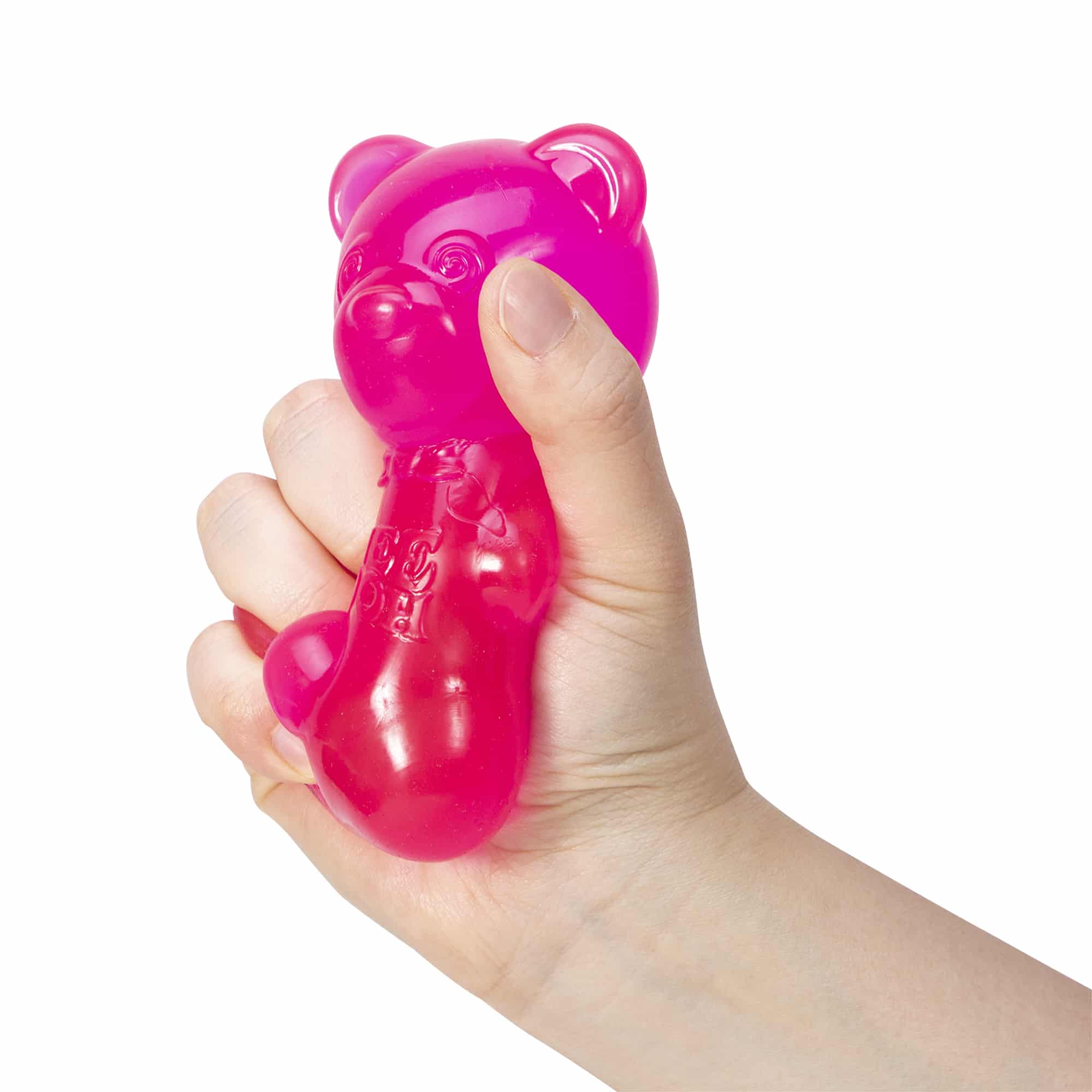 NeeDoh Gummy Bear S7 - Hand squeezing Pink Gummy Bear S7