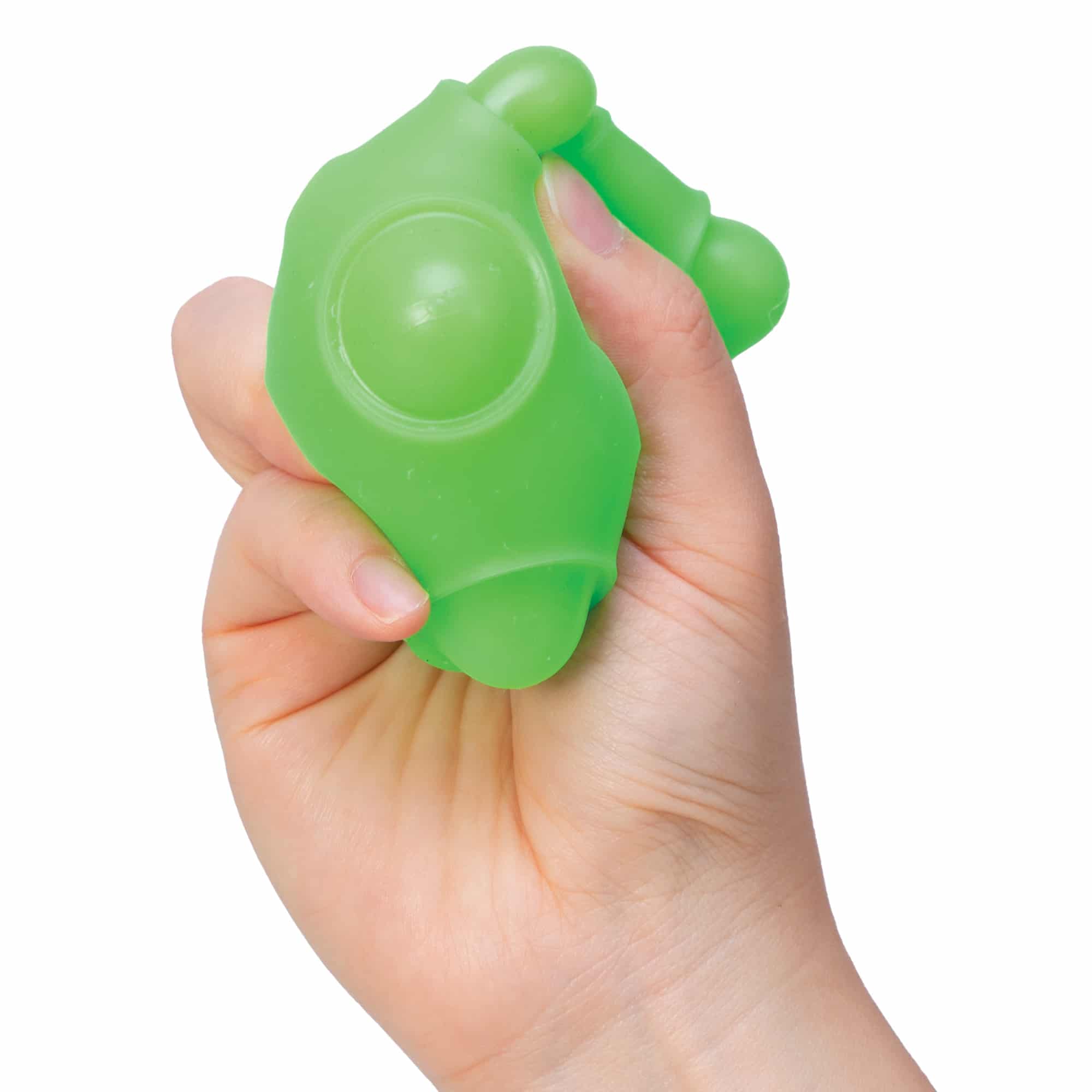 NeeDoh Happy Snappy B2 - Hand squeezing green Happy Snappy B2