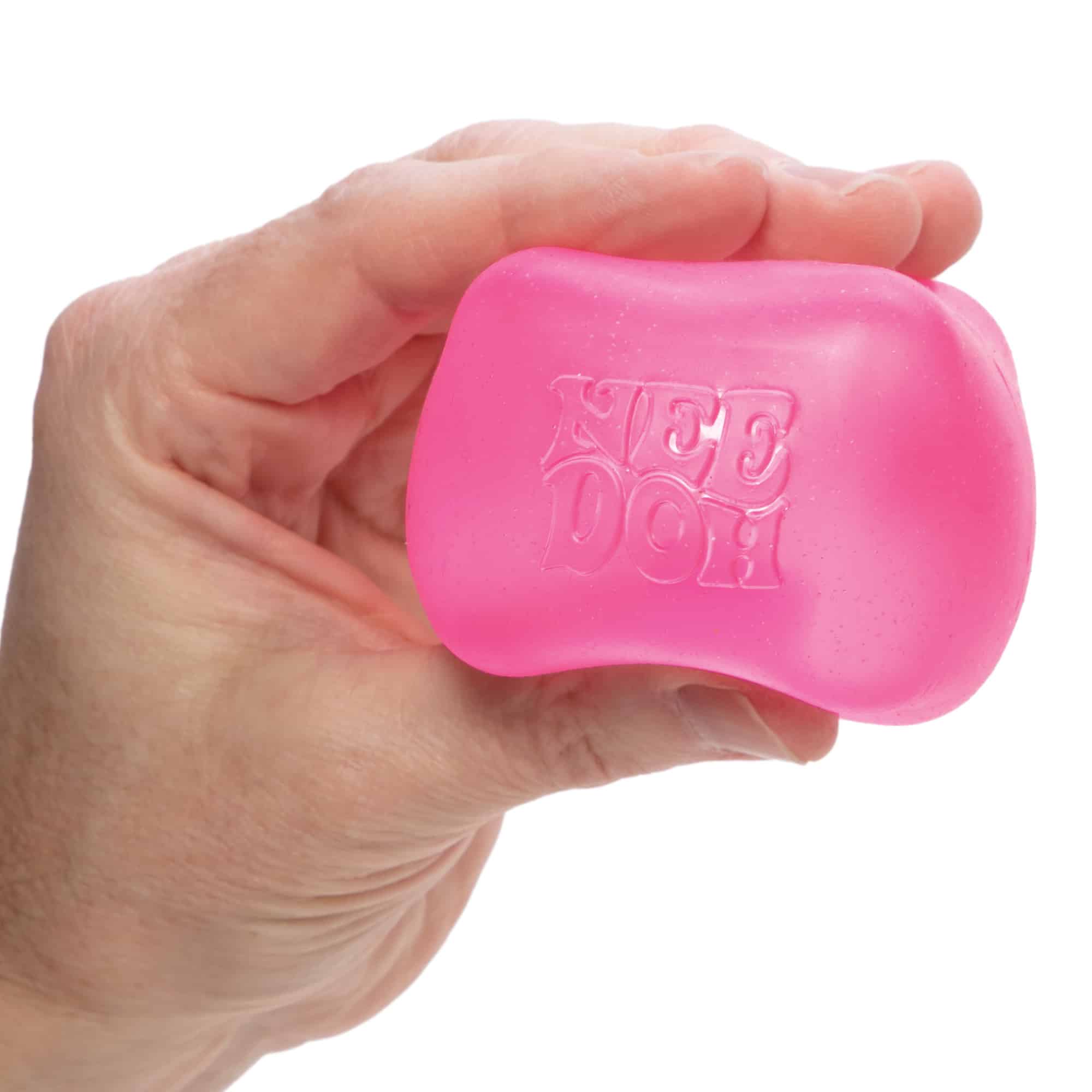 NeeDoh Nice Cube X2 Pink Held in Hand