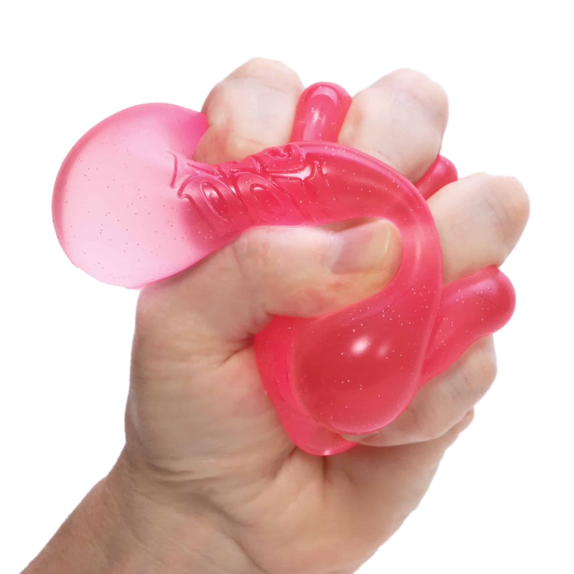 NeeDoh Nice Cube X2 Pink Squeezed in Hand