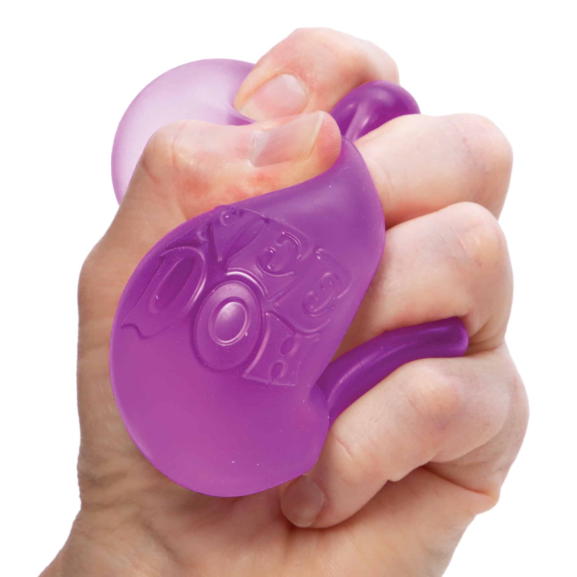 NeeDoh Nice Cube X2 Purple Squeezed in Hand
