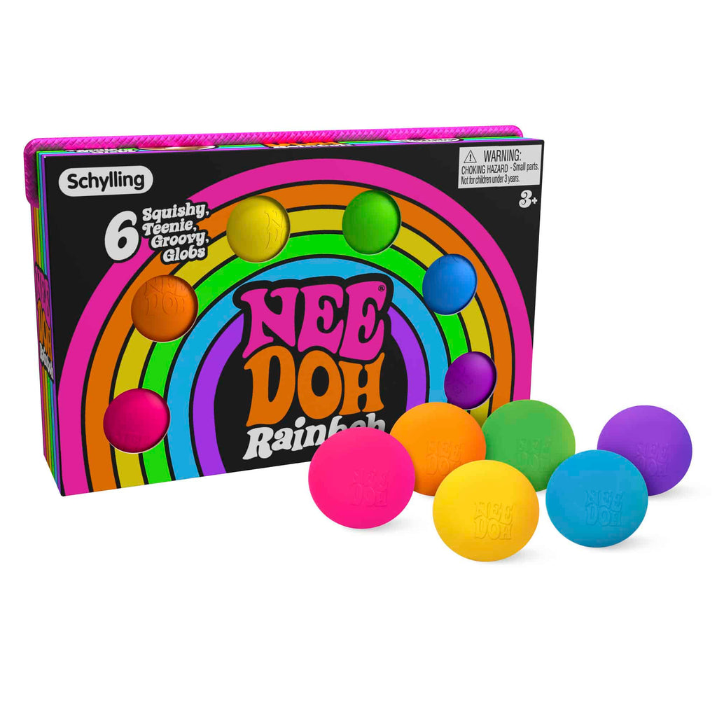NeeDoh Rainboh Q3 Packaging and Teenie NeeDoh out of package