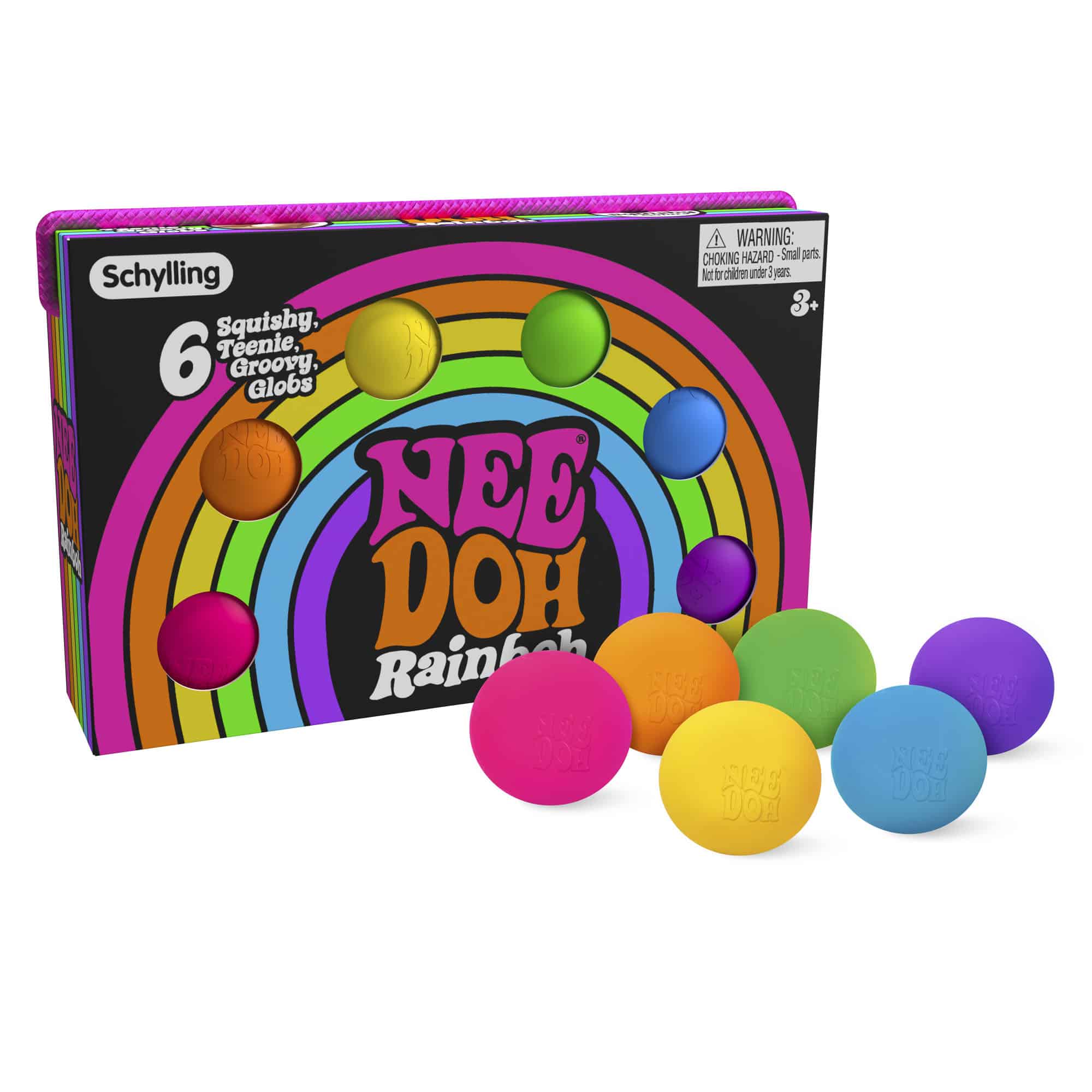 NeeDoh Rainboh Q3 Packaging and Teenie NeeDoh out of package